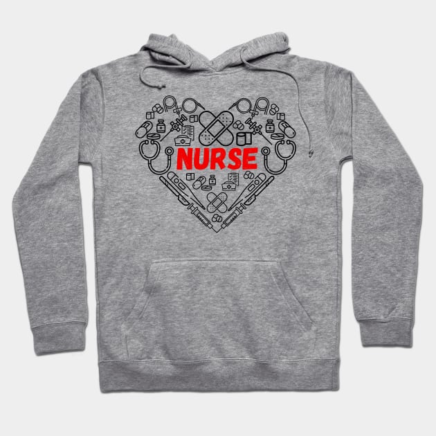 Nurse by heart Hoodie by Epic Shirt Store